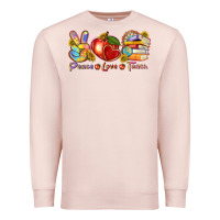 Pale Pink peace love teach Premium Sweatshirt - texasbilliewilder