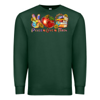 Sports Green peace love teach Premium Sweatshirt - texasbilliewilder