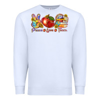White peace love teach Premium Sweatshirt - texasbilliewilder