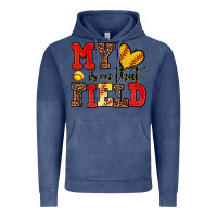 Vintage Denim my heart is on that field softball Vintage Hoodie - AdoDesignShop