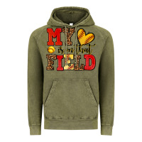 Vintage Olive my heart is on that field softball Vintage Hoodie - AdoDesignShop