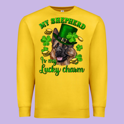 St.patrick's Day My Shepherd Is My Lucky Charm Premium Sweatshirt Designed By Ranaportraitstore