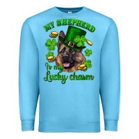 Ocean Blue st.patrick's day my shepherd is my lucky charm Premium Sweatshirt - RanaPortraitStore