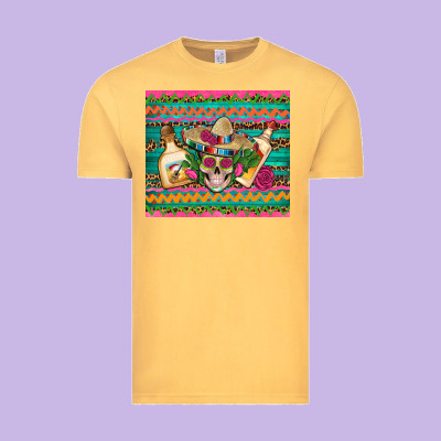 Mexican Tequila Skull Roses Cactus Sombrero Vintage Tee Designed By Artiststas