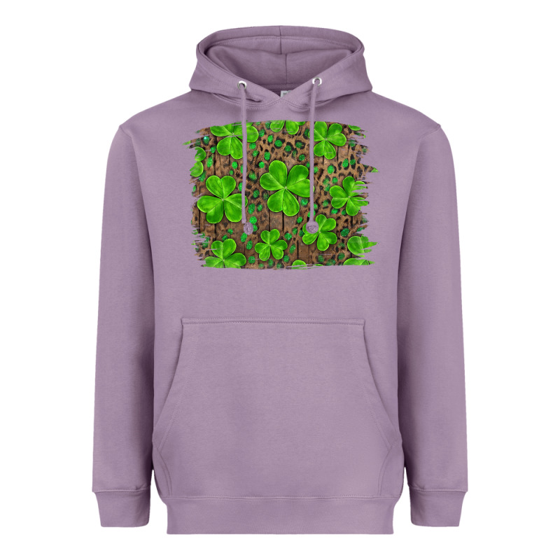 St Patricks Day Shamrock And Leopard Distressed Ba Heavyweight Hoodie by RanaPortraitStore | Teevron