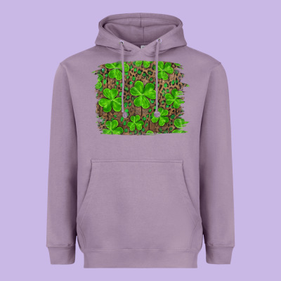 Heavyweight Hoodie st patricks day shamrock and leopard distressed ba
