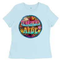 Baby Blue western groovy teachers aide Ladies Tee - BarkalooDesign