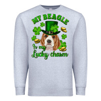 Heather Grey st.patrick's day my beagle is my lucky charm Premium Sweatshirt - RanaPortraitStore