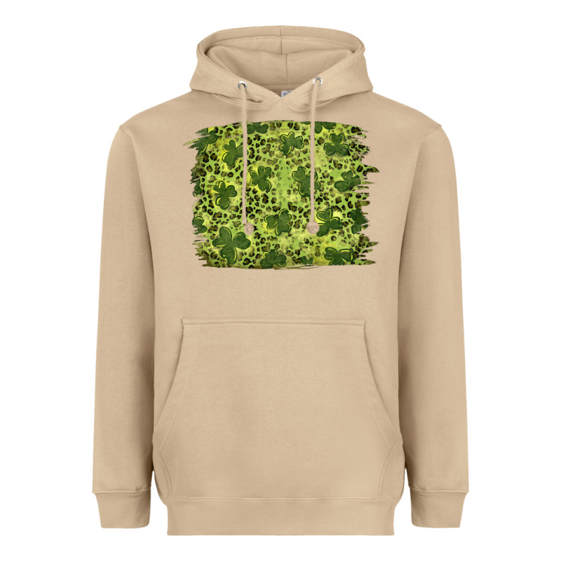 St Patricks Day Shamrock Leopard Background Heavyweight Hoodie by RanaPortraitStore | Teevron