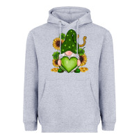 Heather Grey st patricks day shamrock sunflowers gnomes Heavyweight Hoodie - RanaPortraitStore