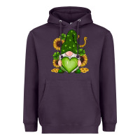 Plum st patricks day shamrock sunflowers gnomes Heavyweight Hoodie - RanaPortraitStore