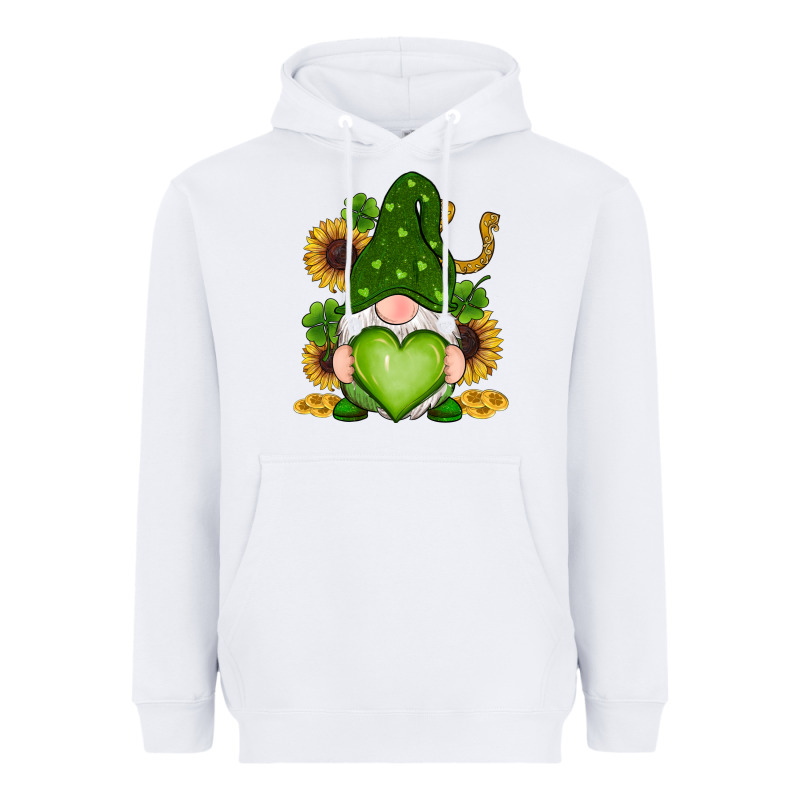 St Patricks Day Shamrock Sunflowers Gnomes Heavyweight Hoodie by RanaPortraitStore | Teevron