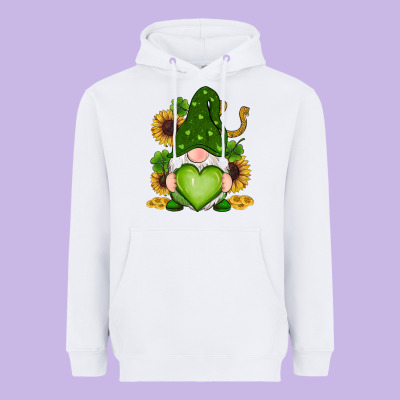 Heavyweight Hoodie st patricks day shamrock sunflowers gnomes