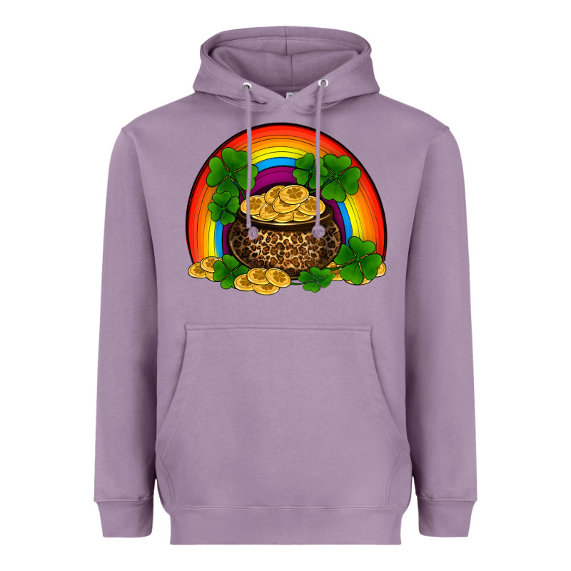 St Patricks Shamrock Gold Leopard Rainbow Heavyweight Hoodie by RanaPortraitStore | Teevron