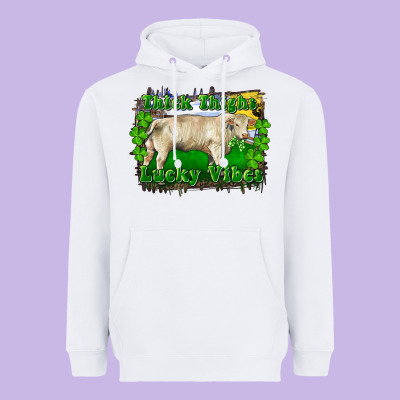 Heavyweight Hoodie thick thighs lucky vibes charolais bull