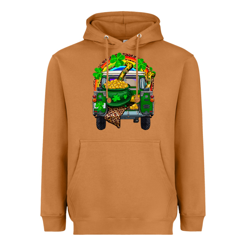St Patricks Day Truck With Pot Of Gold Horseshoe A Heavyweight Hoodie by RanaPortraitStore | Teevron
