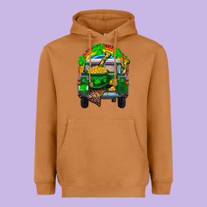St Patricks Day Truck With Pot Of Gold Horseshoe A Heavyweight Hoodie Designed By Ranaportraitstore