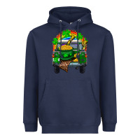 Navy st patricks day truck with pot of gold horseshoe a Heavyweight Hoodie - RanaPortraitStore