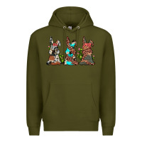 Army Green leopard cowhide turquoise cactus bunny's Premium Hoodie - JahusDesignShop