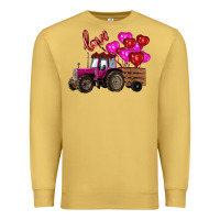 Antique Gold valentine's day pink tractor with pin heart balloons Premium Sweatshirt - RanaPortraitStore