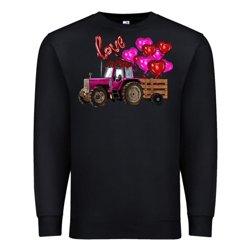 Valentine's Day Pink Tractor With Pin Heart Balloons Premium Sweatshirt by RanaPortraitStore | Teevron
