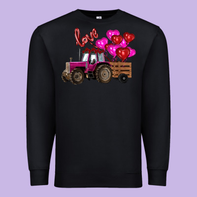 Valentine's Day Pink Tractor With Pin Heart Balloons Premium Sweatshirt Designed By Ranaportraitstore