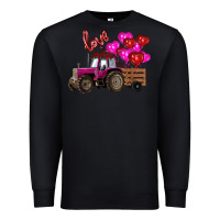 Black valentine's day pink tractor with pin heart balloons Premium Sweatshirt - RanaPortraitStore