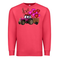 Cardinal valentine's day pink tractor with pin heart balloons Premium Sweatshirt - RanaPortraitStore