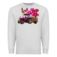 Dove Grey valentine's day pink tractor with pin heart balloons Premium Sweatshirt - RanaPortraitStore