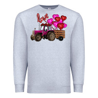 Heather Grey valentine's day pink tractor with pin heart balloons Premium Sweatshirt - RanaPortraitStore