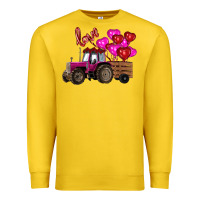 Lemon valentine's day pink tractor with pin heart balloons Premium Sweatshirt - RanaPortraitStore