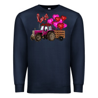 Navy valentine's day pink tractor with pin heart balloons Premium Sweatshirt - RanaPortraitStore