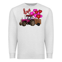 Oatmeal Heather valentine's day pink tractor with pin heart balloons Premium Sweatshirt - RanaPortraitStore