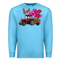 Ocean Blue valentine's day pink tractor with pin heart balloons Premium Sweatshirt - RanaPortraitStore