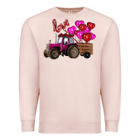 Pale Pink valentine's day pink tractor with pin heart balloons Premium Sweatshirt - RanaPortraitStore
