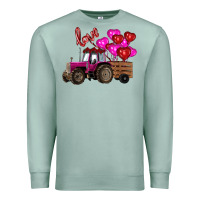 Seafoam valentine's day pink tractor with pin heart balloons Premium Sweatshirt - RanaPortraitStore
