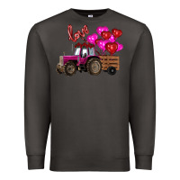 Smoke valentine's day pink tractor with pin heart balloons Premium Sweatshirt - RanaPortraitStore