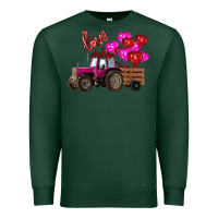 Sports Green valentine's day pink tractor with pin heart balloons Premium Sweatshirt - RanaPortraitStore