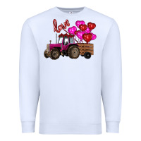 White valentine's day pink tractor with pin heart balloons Premium Sweatshirt - RanaPortraitStore