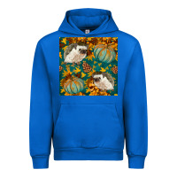 Cobalt hedgehog and pumpkins seamless pattern Urban Hoodie - BundleAndBundleShop