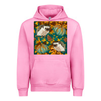 Fuchsia Pink hedgehog and pumpkins seamless pattern Urban Hoodie - BundleAndBundleShop