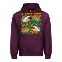 Mauve Wine hedgehog and pumpkins seamless pattern Urban Hoodie - BundleAndBundleShop