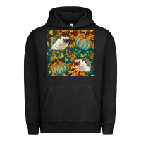 Pigment Black hedgehog and pumpkins seamless pattern Urban Hoodie - BundleAndBundleShop