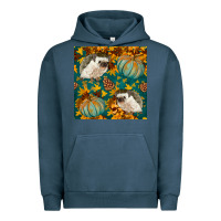 Pigment Midnight Navy hedgehog and pumpkins seamless pattern Urban Hoodie - BundleAndBundleShop