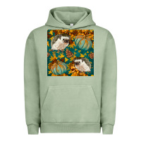 Pigment Oil Green hedgehog and pumpkins seamless pattern Urban Hoodie - BundleAndBundleShop
