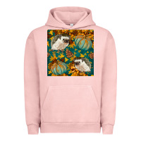 Pigment Salmon hedgehog and pumpkins seamless pattern Urban Hoodie - BundleAndBundleShop