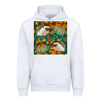 White hedgehog and pumpkins seamless pattern Urban Hoodie - BundleAndBundleShop