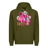 Army Green Breast Cancer Boxing Gloves Premium Hoodie - Artiststas