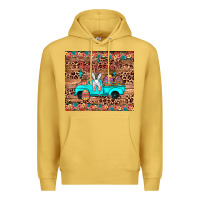 Antique Gold happy easter truck Premium Hoodie - JahusDesignShop