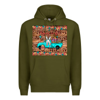 Army Green happy easter truck Premium Hoodie - JahusDesignShop